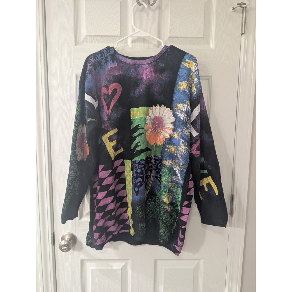 Kolorway, Woman's 1X (2), Crewneck Hand Painted Sweatshirt, Artsy, Vintage,‎ 90s